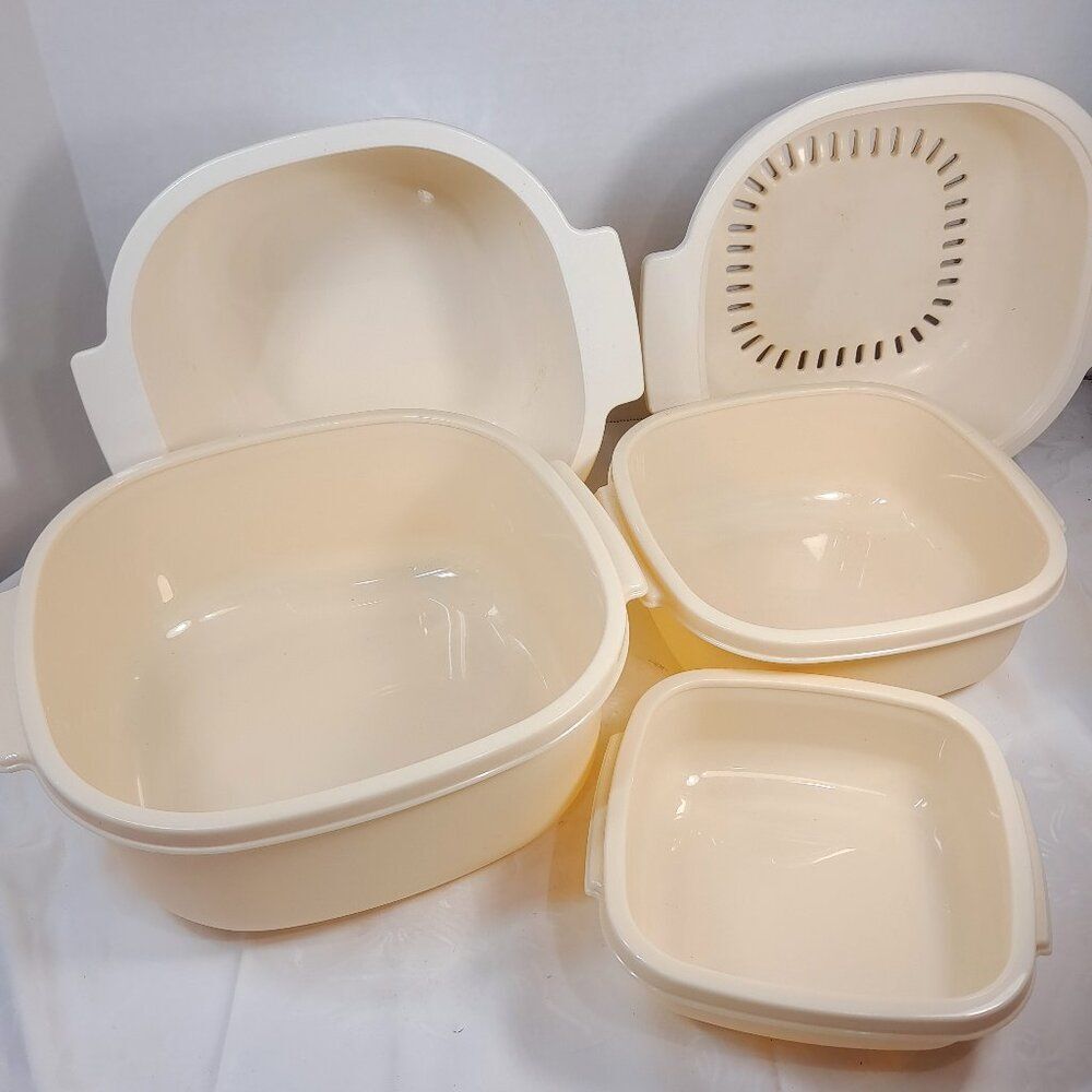 Vintage Rubbermaid microwave cooker set 5 pcs steamer‎ 2243 2247 2249 5153 5556